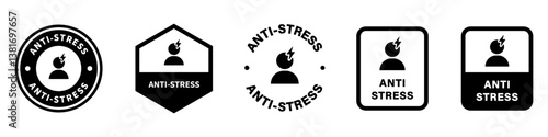 Anti-Stress. Vector signs for supplement or vitamin packaging.