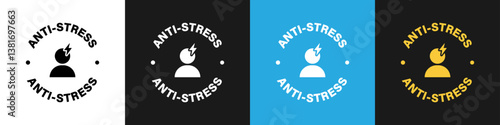 Anti-Stress vector icons for product information labeling.