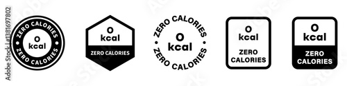 Zero Calories - signs for product information labeling. Vector isolated on white.