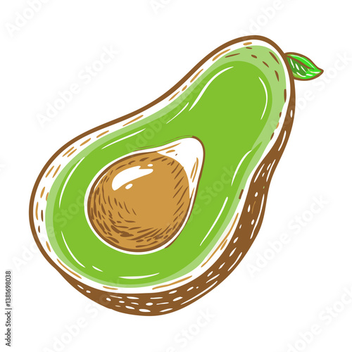 Fresh avocado icon with vibrant green hue, healthy eating concept