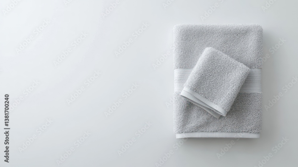 Obraz premium Soft Gray Towels Stacked on a Minimalist Background for Relaxation