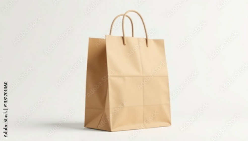 Empty brown paper shopping bag isolated on white background , packaging, sustainable Empty brown paper shopping bag isolated on white background , packaging, sustainable