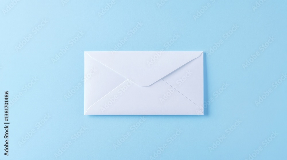 Simple White Envelope on Light Blue Background for Mailing Purposes Simple White Envelope on Light Blue Background for Mailing Purposes