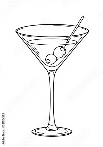 martini glass with olives sketch 