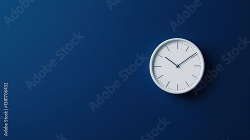 Wallpaper Mural Minimalist White Wall Clock on Deep Blue Background with Simple Design Torontodigital.ca