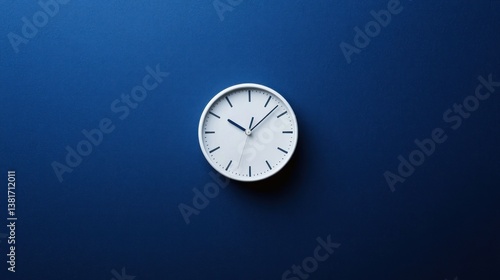 Wallpaper Mural Simple White Wall Clock on Deep Blue Background for Timeliness Torontodigital.ca