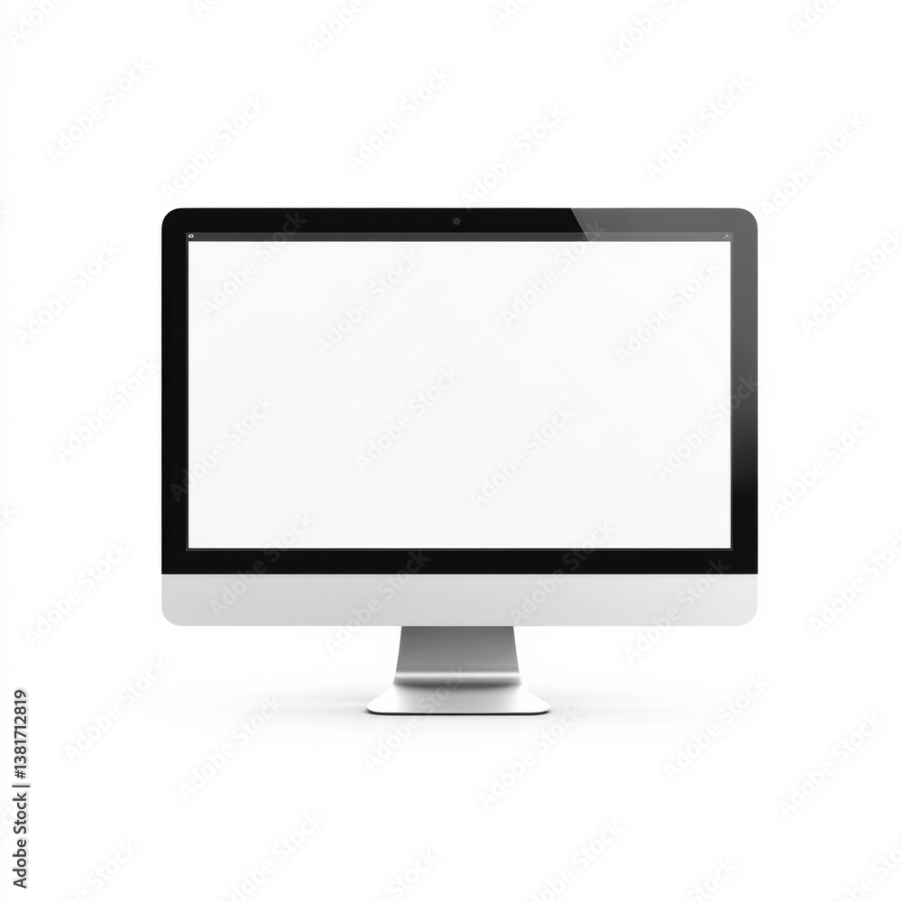 Modern desktop computer with blank screen on white background Modern desktop computer with blank screen on white background