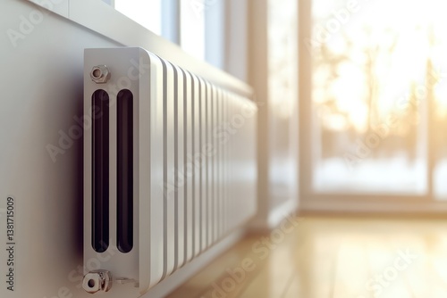 Wallpaper Mural Modern radiator in home with central heating system. AI generated illustration. Torontodigital.ca