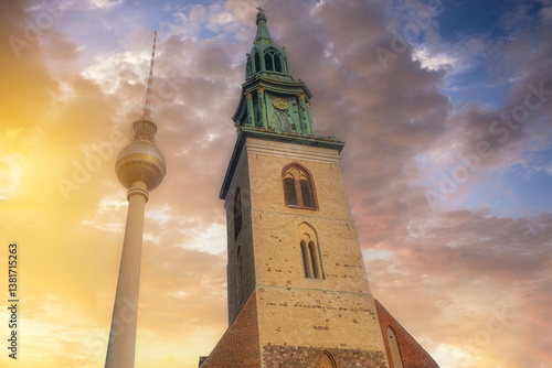 germany capital berlin city center buildings architecture and most popular tourist attractions photos with sunset light and sky colors
