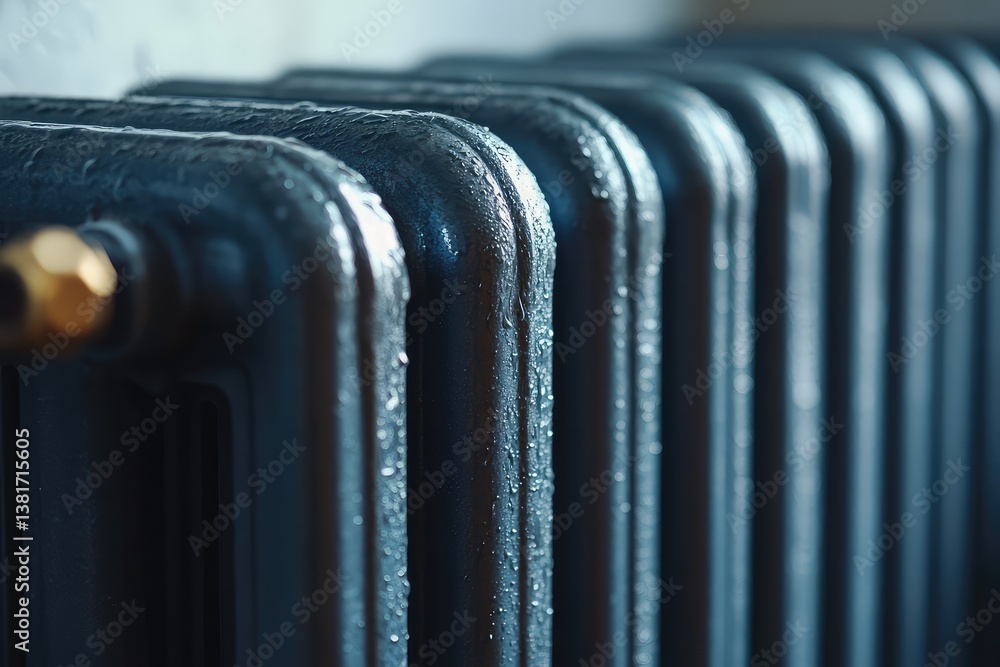 Modern radiator in home with central heating system. AI generated illustration. Modern radiator in home with central heating system. AI generated illustration.