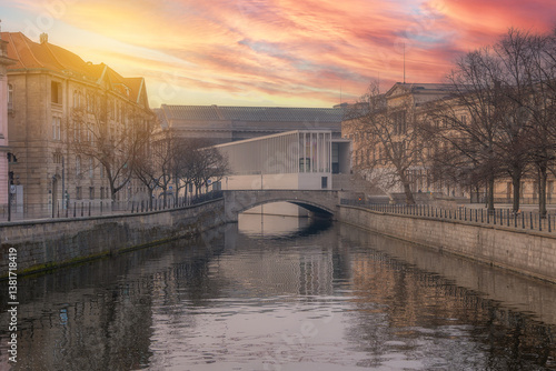 germany capital berlin city center buildings architecture and most popular tourist attractions photos with sunset light and sky colors