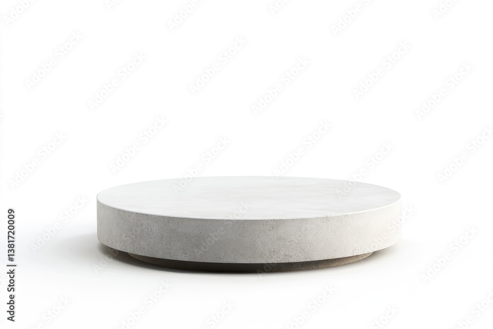 Round Concrete Display Platform Product Stand Against White Background Round Concrete Display Platform Product Stand Against White Background