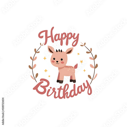 happy birthday deer pink