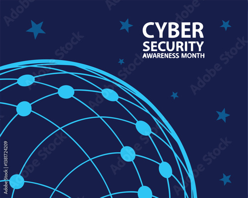 Cyber Security Awareness Month: Shield with Checkmark for Online Safety.