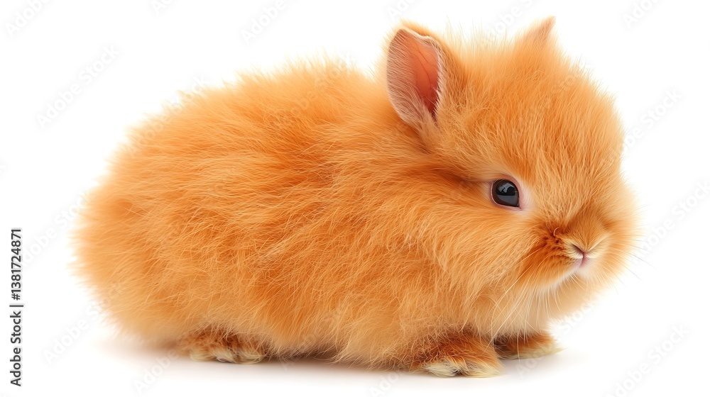 A fluffy orange rabbit with dark eyes and small ears is shown A fluffy orange rabbit with dark eyes and small ears is shown