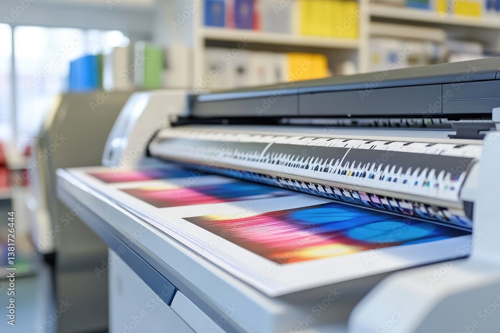 Fototapeta premium Office plotter and photocopier with color ribbons for high-quality printing. AI generated illustration.