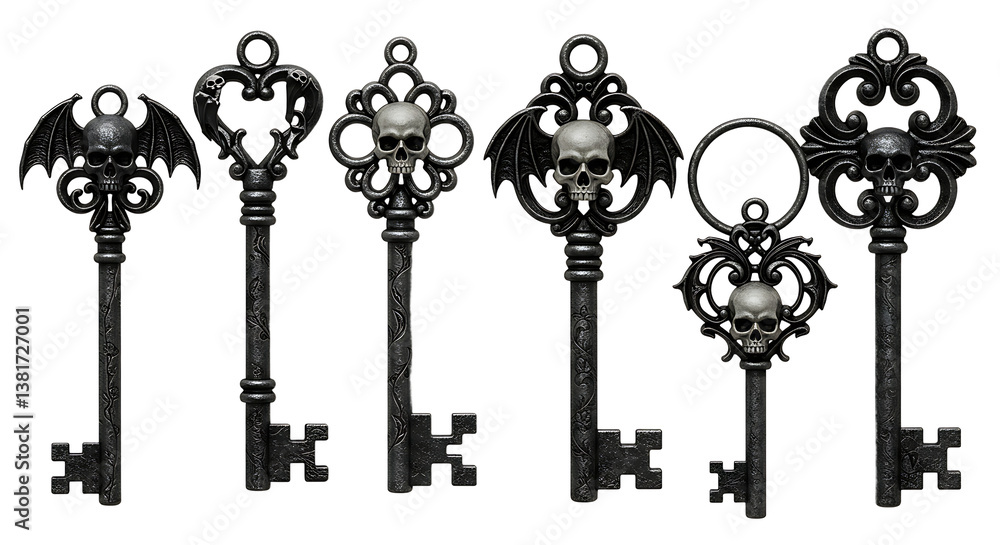 Ornate Skeleton Keys Collection with Gothic and Spooky Design Ornate Skeleton Keys Collection with Gothic and Spooky Design