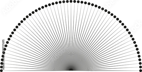 semicircle long regular rays with dot at end.svg