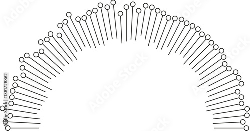 Half circle irregular medium rays with outline circle at end inside and outside