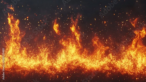 A realistic animated display of fire and sparks burning