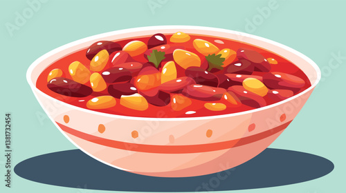 Bowl of mixed bean salad with corn and herbs on light green background