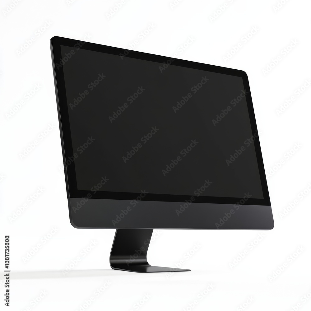 Sleek black monitor display on stand against white background Sleek black monitor display on stand against white background