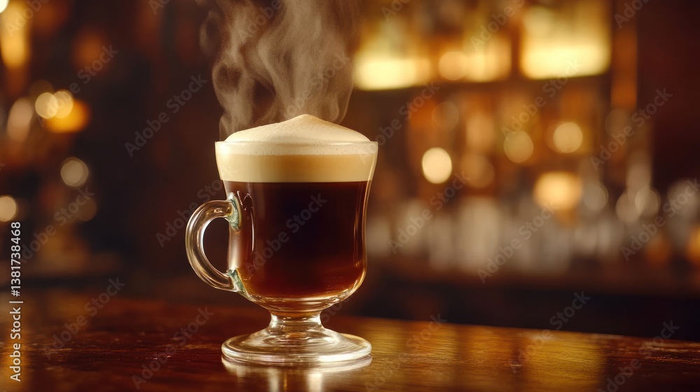 Steaming Hot Beverage in a Glass Mug with Frothy Top Perfect for Cozy Moments and Warm Drinks Steaming Hot Beverage in a Glass Mug with Frothy Top Perfect for Cozy Moments and Warm Drinks