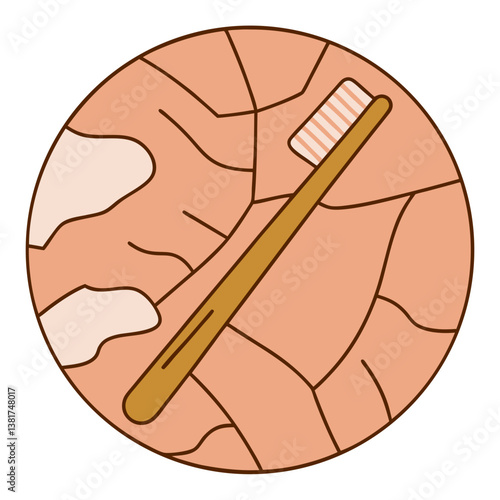  Toothbrush on cracked earth background in flat style