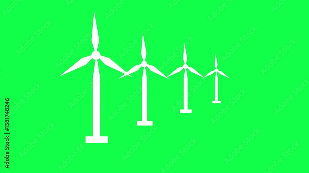 CGI MS ecological windmills on green screen, Wind Power plant. 4k CGI MS ecological windmills on green screen, Wind Power plant. 4k