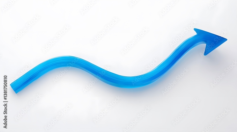 A curved blue arrow points upwards, symbolizing progress, growth, and positive trends on a clean white background, suggesting advancement and success. A curved blue arrow points upwards, symbolizing progress, growth, and positive trends on a clean white background, suggesting advancement and success.