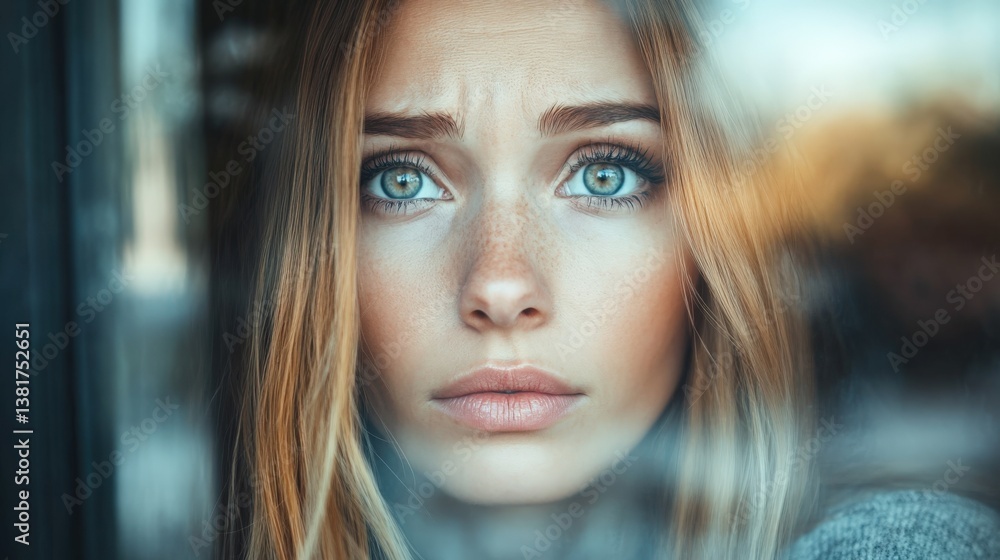 Captivating Close-up of a Thoughtful Young Woman's Expression Captivating Close-up of a Thoughtful Young Woman's Expression