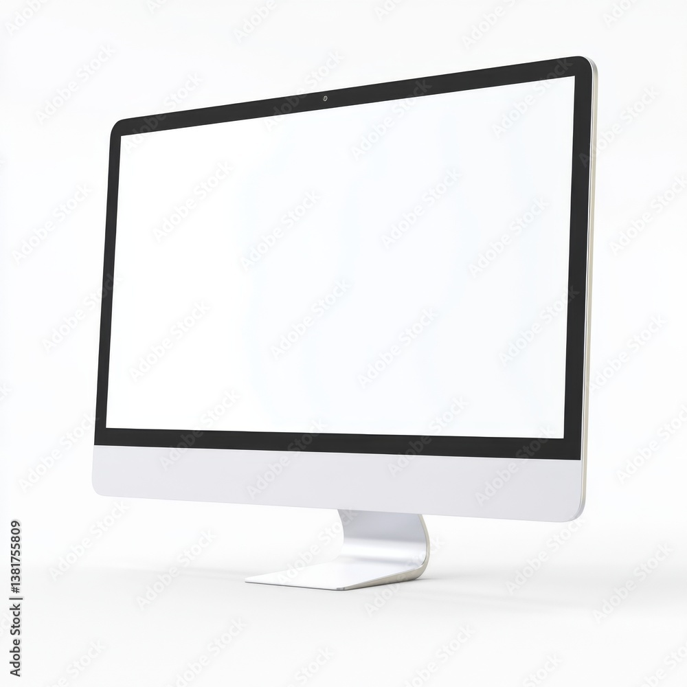 Modern minimalist desktop computer with blank screen display Modern minimalist desktop computer with blank screen display
