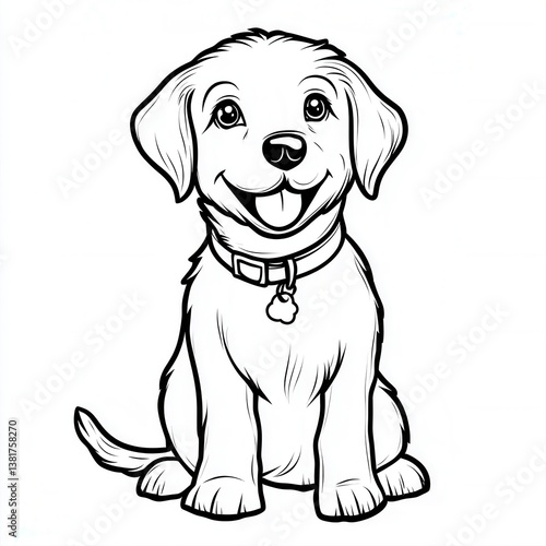 Wallpaper Mural Adorable Smiling Puppy Illustration with Playful Expression and Joyful Eyes, Perfect for Kids' Projects Torontodigital.ca