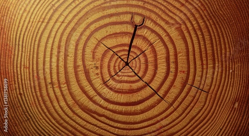 Wallpaper Mural Close-up of a tree trunk showcasing distinct growth rings and a visible crack, revealing the intricate patterns and natural beauty of wood, ideal for nature and craftsmanship themes. Torontodigital.ca