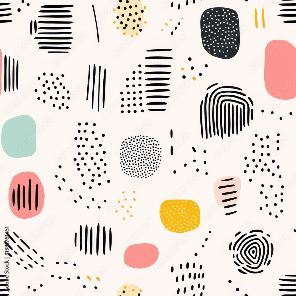 Discover vibrant abstract seamless patterns with unique handdrawn shapes on a soft beige backdrop, perfect for any project. Discover vibrant abstract seamless patterns with unique handdrawn shapes on a soft beige backdrop, perfect for any project.