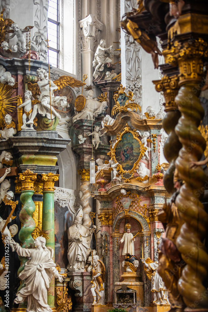 Fototapeta premium Richly decorated Interior of the Baroque Neuzelle Abbey in Germany