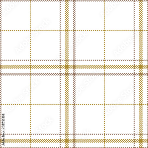 Plaid pattern seamless. Bright White & Light Corral Brown Tartan Fabric Design.