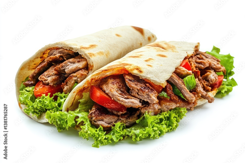 Sambal doner kebab in char pita bread. AI generated illustration. Sambal doner kebab in char pita bread. AI generated illustration.
