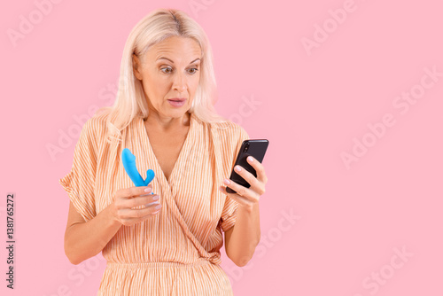 Surprised mature woman with...