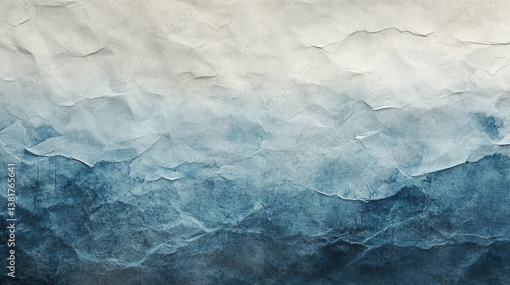 Obraz premium Textured gradient of ocean hues on crumpled paper evoking depth and tranquility