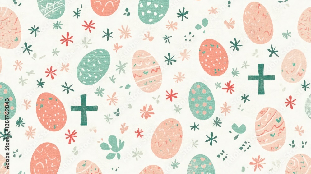 Festive Easter Eggs and Crosses Seamless Pattern Design for Celebrations