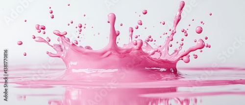 Obraz na płótnie Pink paint splashing and making a crown shape on transparent background w salonie