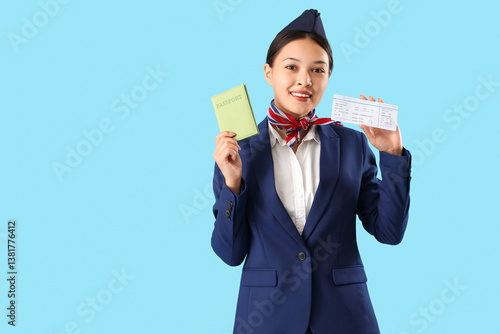 Beautiful Asian stewardess ...