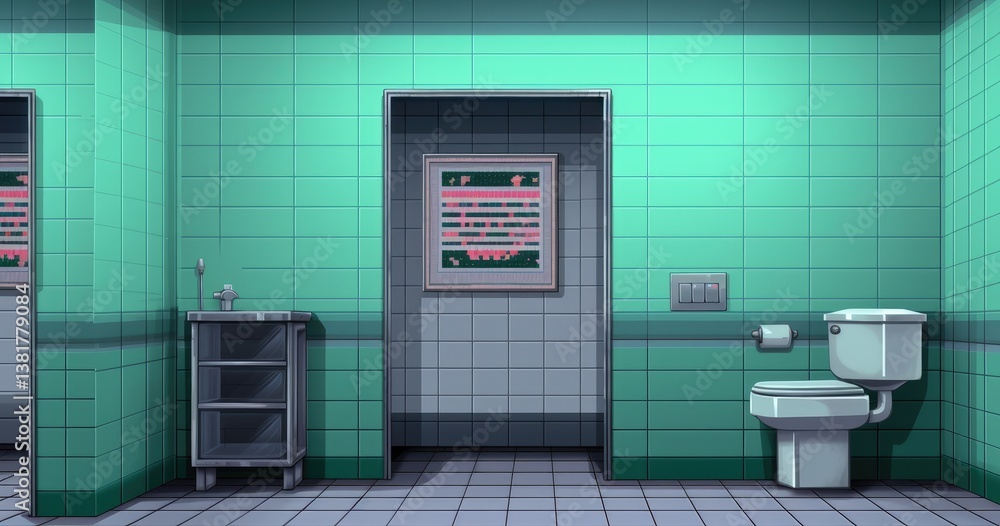 16-bit pixel art,A toilet stall typically contains a toilet 16-bit pixel art,A toilet stall typically contains a toilet