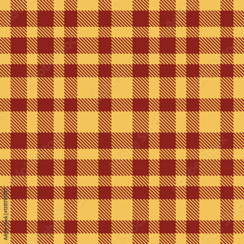 Elegant Seamless Tartan featuring Vintage Deep Fried Sun Rays and Mellow Minotaurus Brown Fabric Design