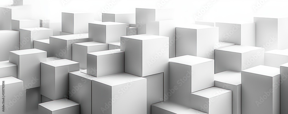Abstract Geometric Design with Isometric Cubes and Minimalist Line Art in Black and White Abstract Geometric Design with Isometric Cubes and Minimalist Line Art in Black and White