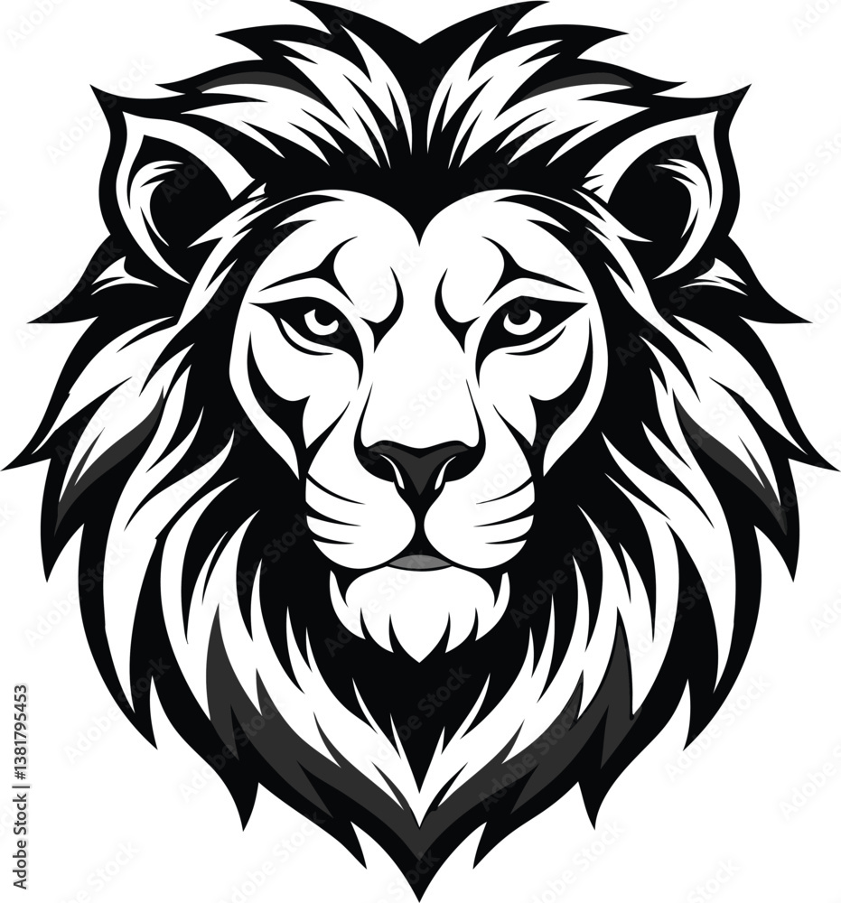 Fototapeta premium Majestic Lion Head Coloring Page – Bold Wild Animal Line Art Printable