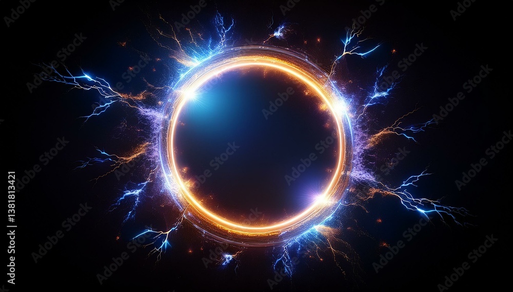 Fototapeta premium Luminous ring and energy bursts