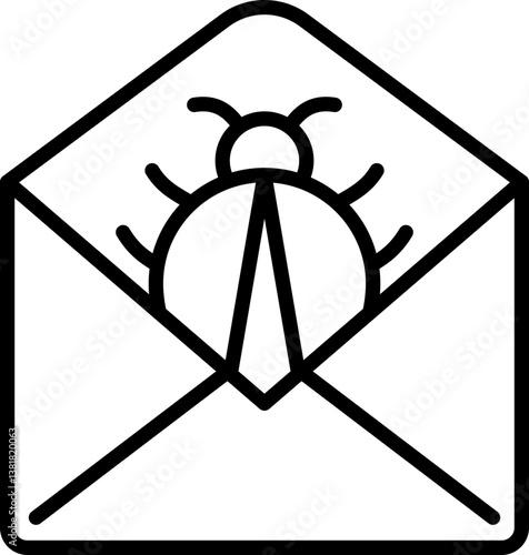 Line icon of email virus or malware alert - Editable Stroke SVG, fully scalable.