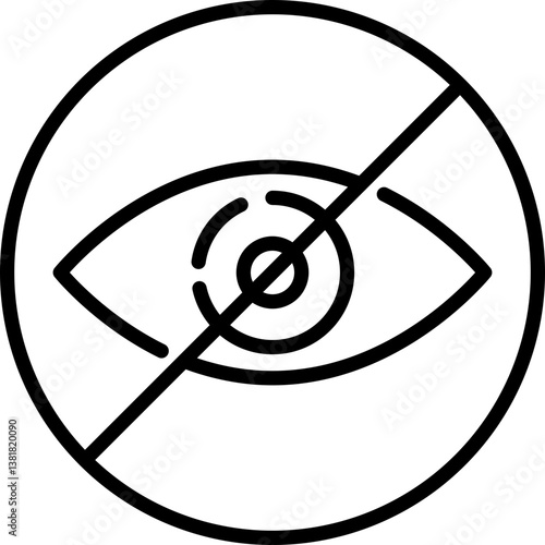 Line icon of eye with strikethrough for privacy - Editable Stroke SVG, fully scalable.